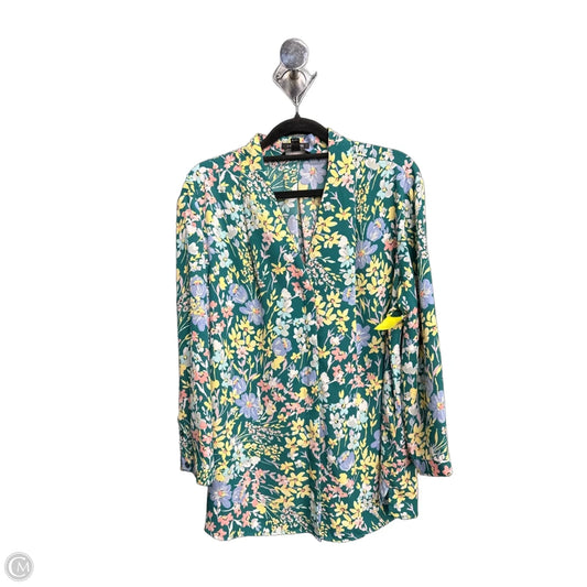 Top Long Sleeve By Investments In Floral Print, Size: L