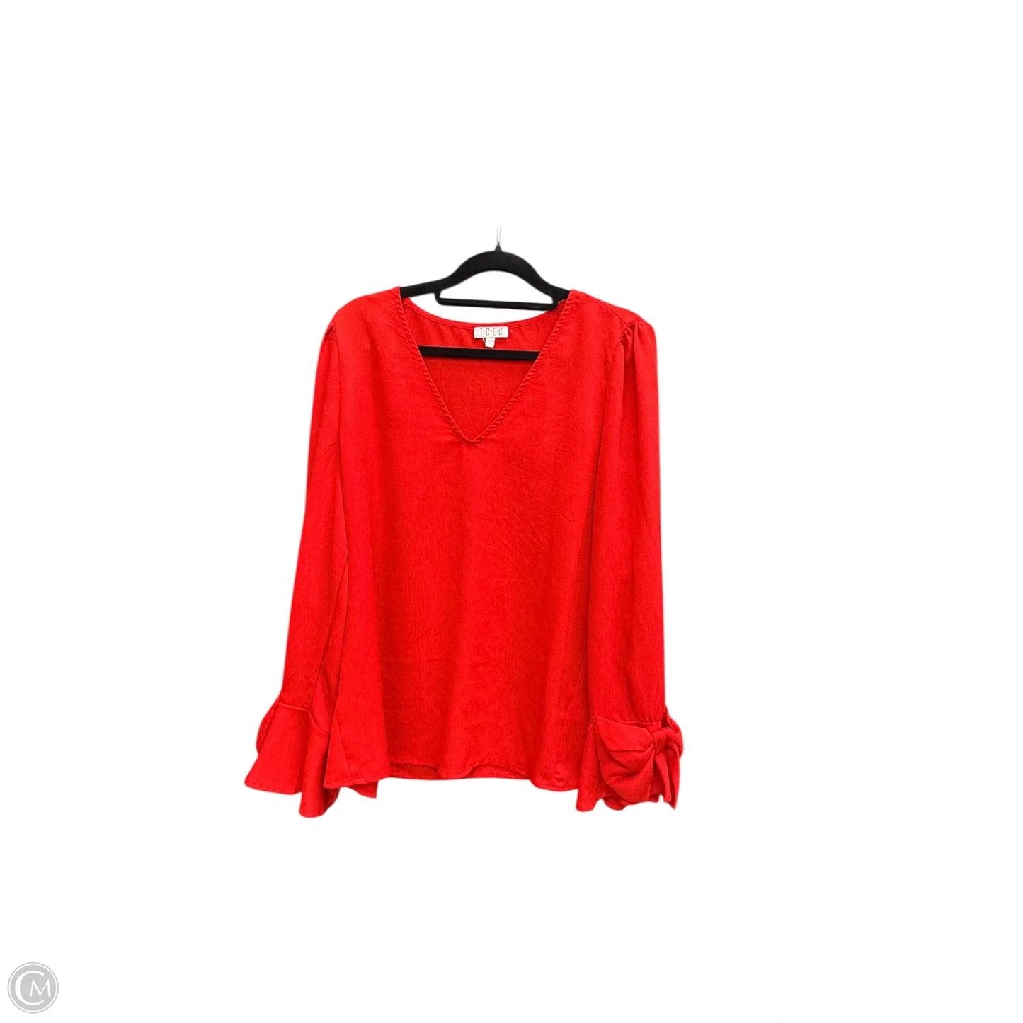 Top Long Sleeve By Tcec In Red, Size: L