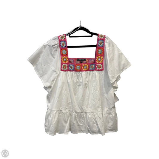 Top Short Sleeve By Clothes Mentor In Pink & White, Size: 2x