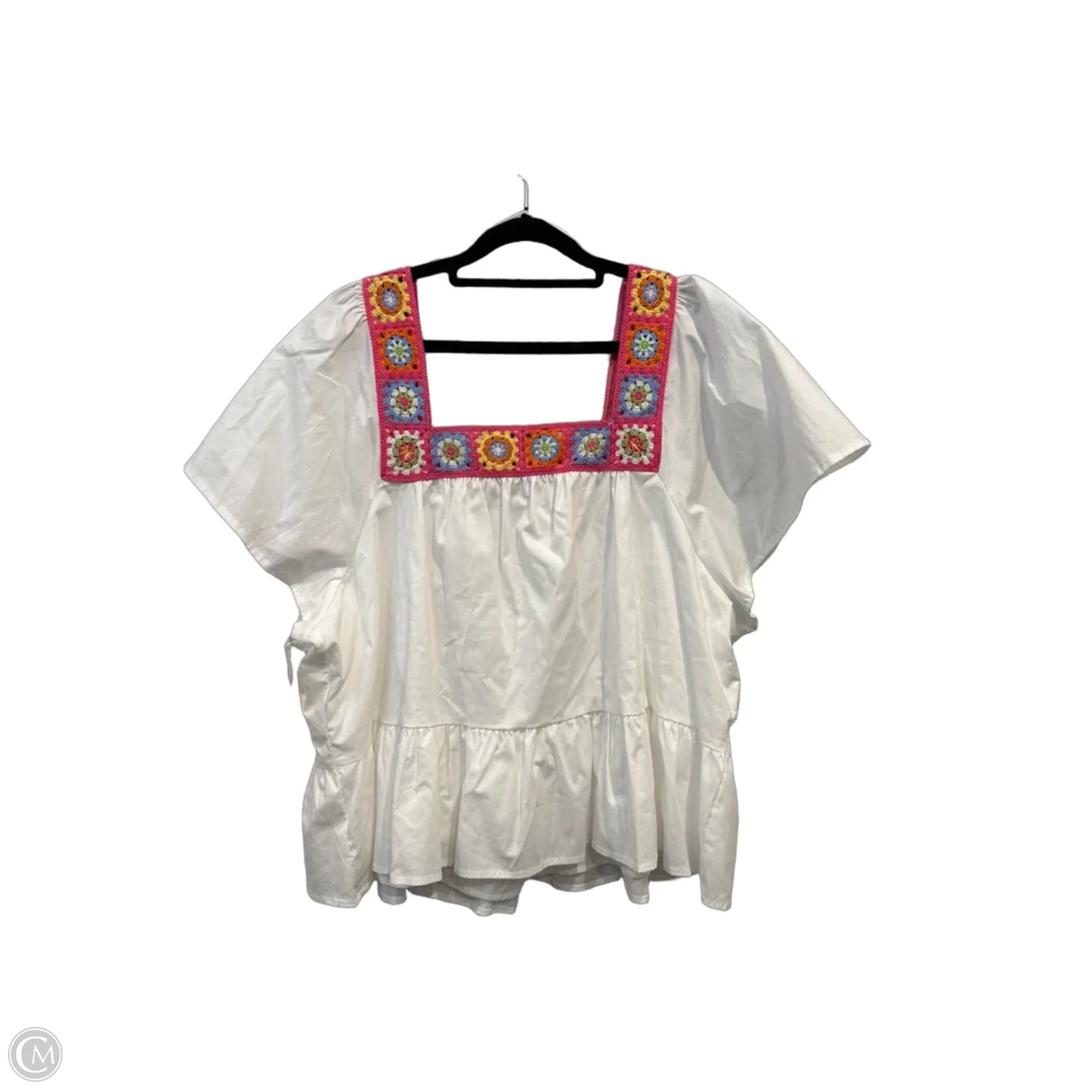 Top Short Sleeve By Clothes Mentor In Pink & White, Size: 2x