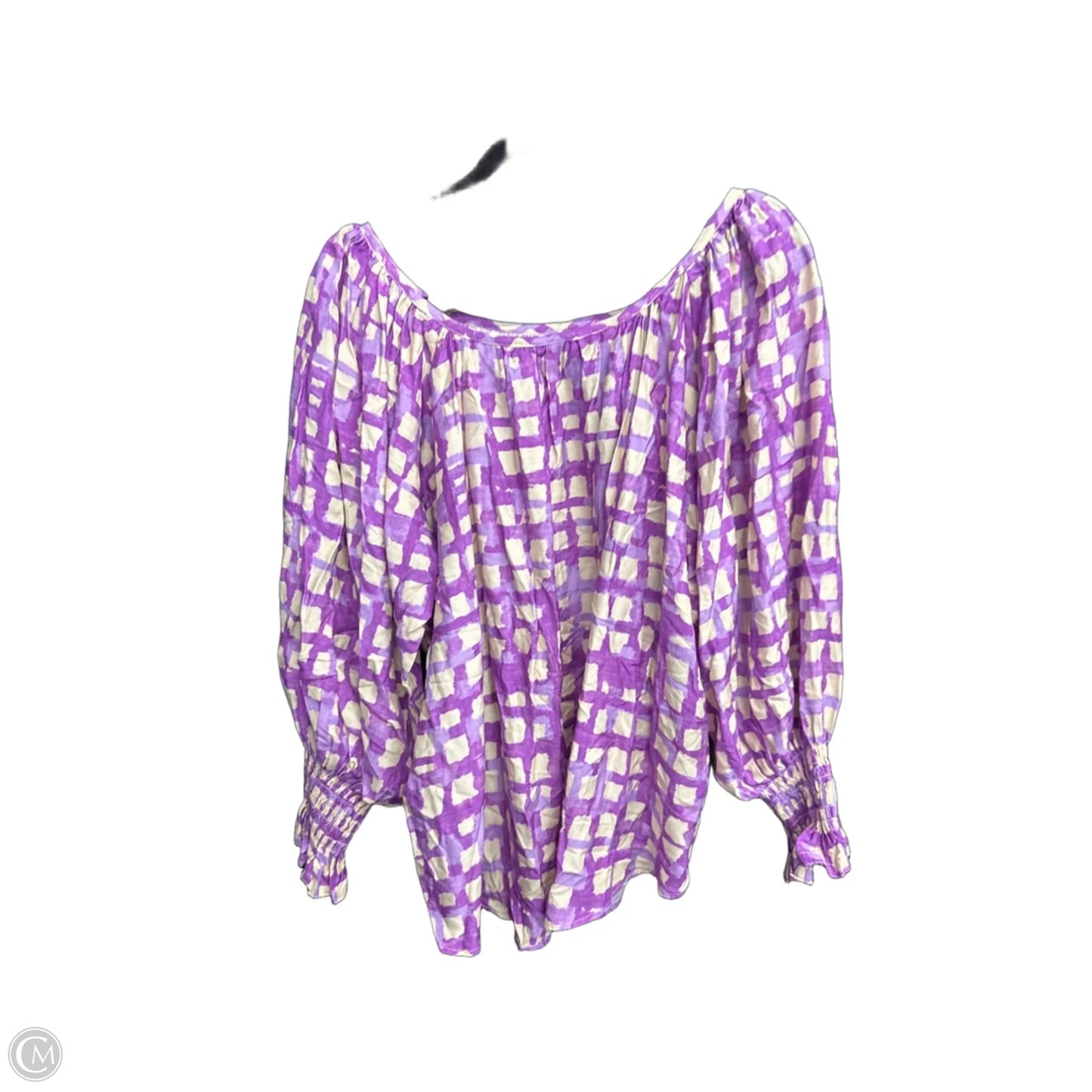 Top 3/4 Sleeve By Hunter Bell In Cream & Purple, Size: L