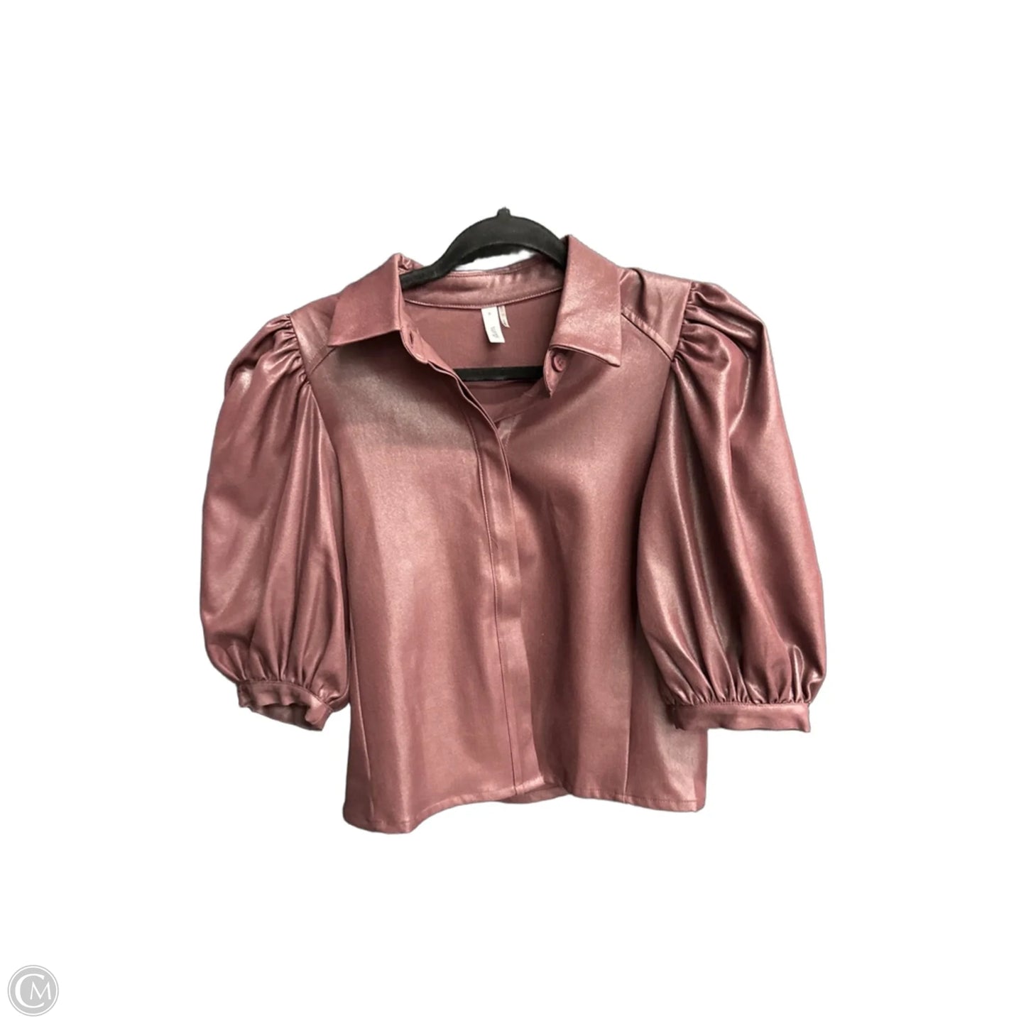 Top Short Sleeve By Glam In Maroon, Size: S