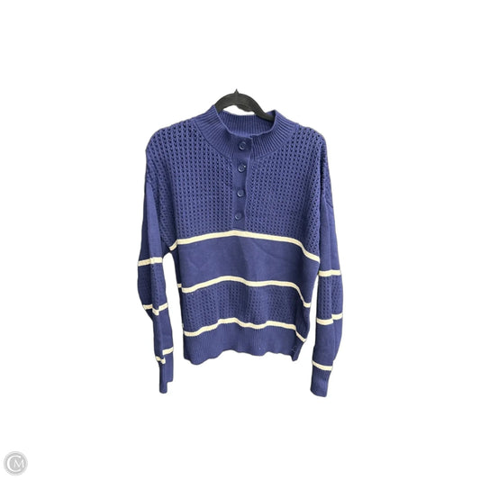 Sweater Cardigan By Tahari In Blue & White, Size: Xl