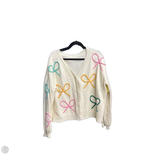 Sweater Cardigan By Clothes Mentor In Cream, Size: L