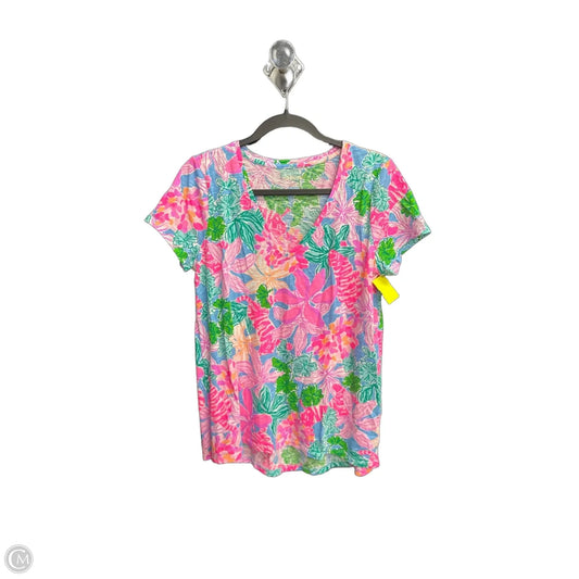 Top Short Sleeve Designer By Lilly Pulitzer In Floral Print, Size: M