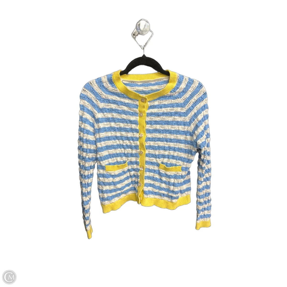 Sweater Cardigan By Clothes Mentor In Striped Pattern, Size: S