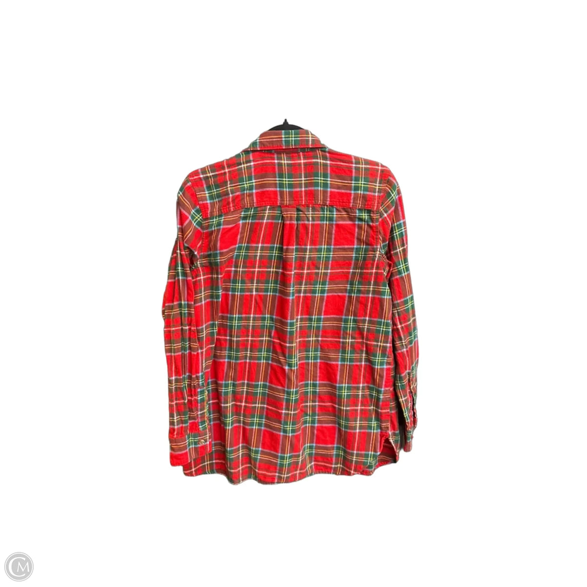 Blouse Long Sleeve By Old Navy In Plaid Pattern, Size: L