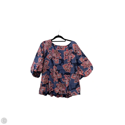 Blouse Short Sleeve By Chicos In Floral Print, Size: L