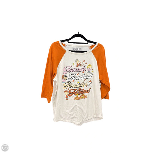 Top Short Sleeve By Clothes Mentor In Orange & White, Size: M
