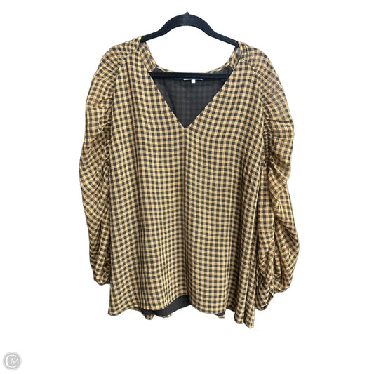 Blouse Long Sleeve By Calvin Klein In Brown & Orange, Size: 2x