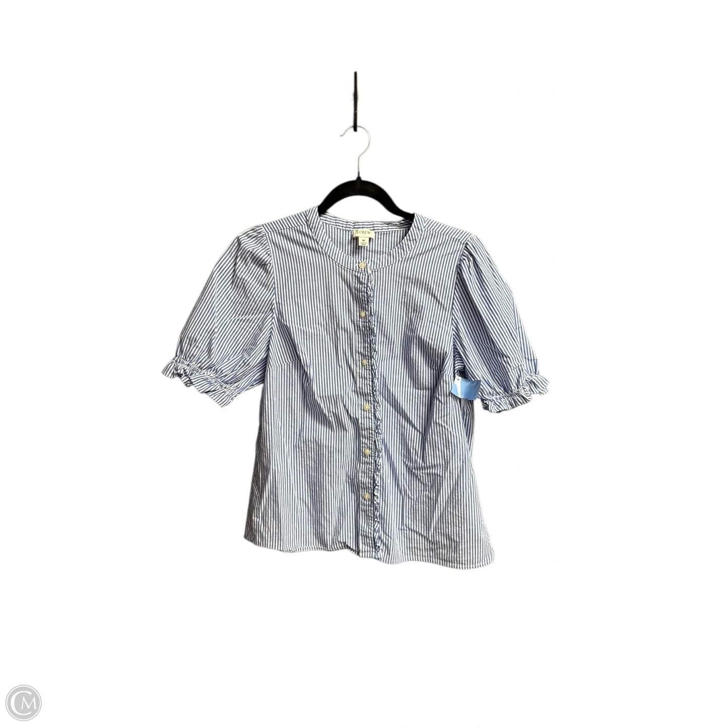 Top Short Sleeve By J. Crew In Blue & White, Size: M