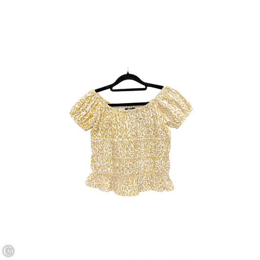 Top Short Sleeve By Clothes Mentor In White & Yellow, Size: Xs