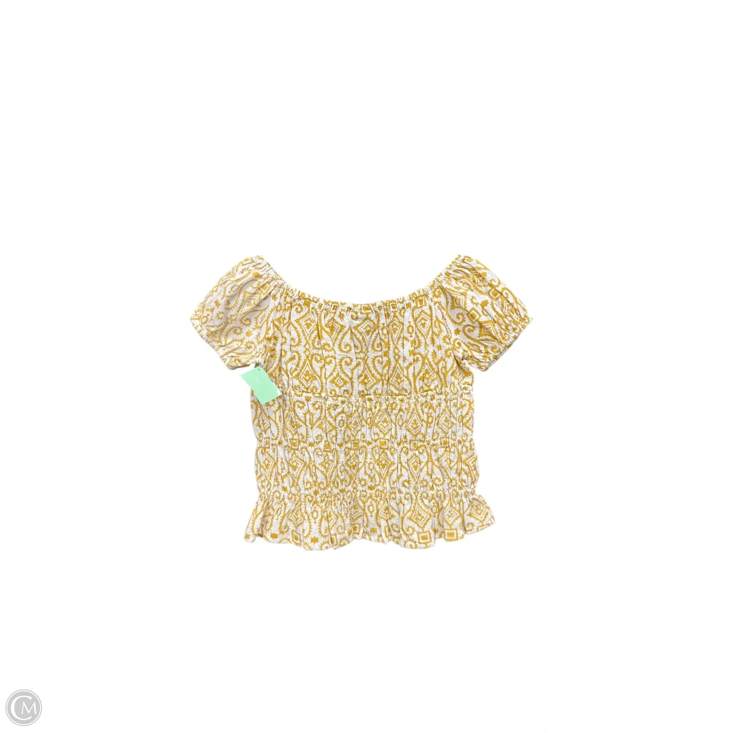 Top Short Sleeve By Clothes Mentor In White & Yellow, Size: Xs