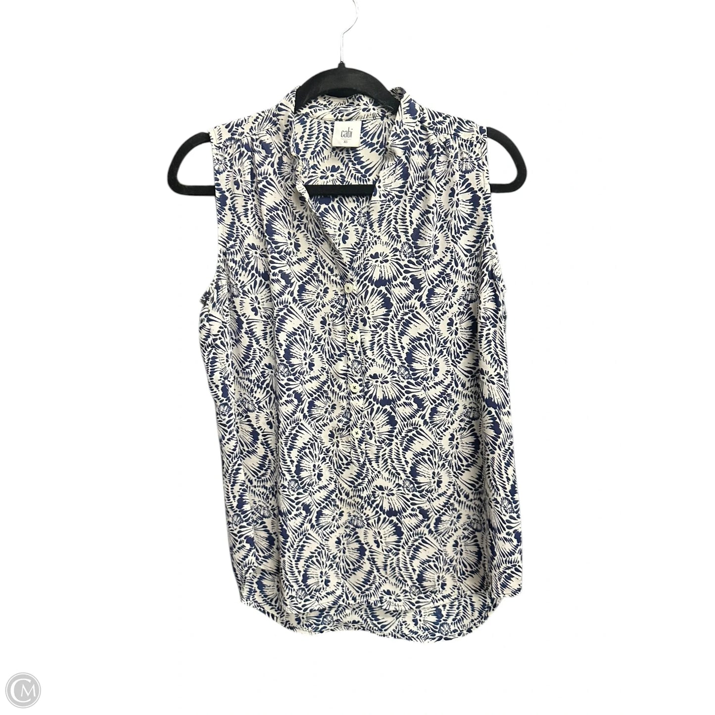 Top Sleeveless By Cabi In Blue & White, Size: Xs