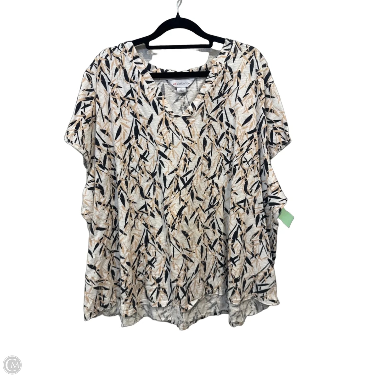 Top Long Sleeve By Liz Claiborne In Black & Cream, Size: 3x