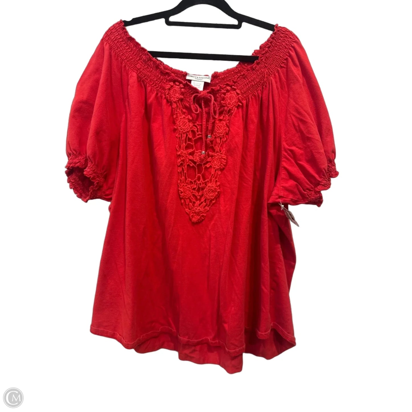 Top Short Sleeve By Rebecca Malone In Red, Size: 3x