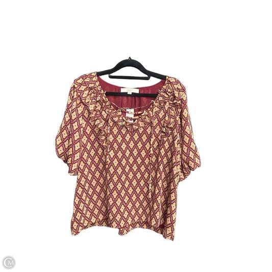 Top Short Sleeve By Loft In Maroon, Size: M