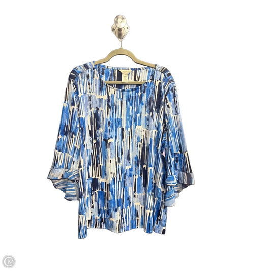 Top Long Sleeve By Multiples In Blue & White, Size: 2x