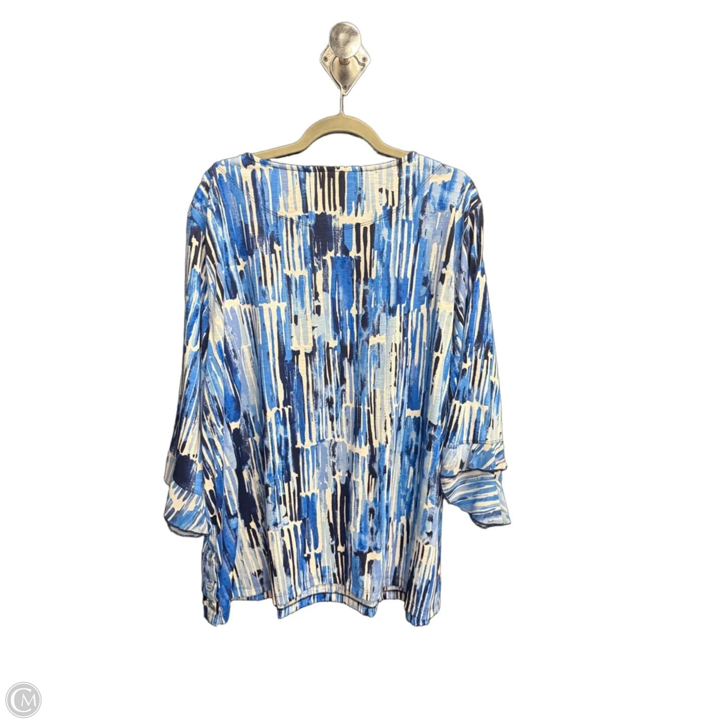 Top Long Sleeve By Multiples In Blue & White, Size: 2x