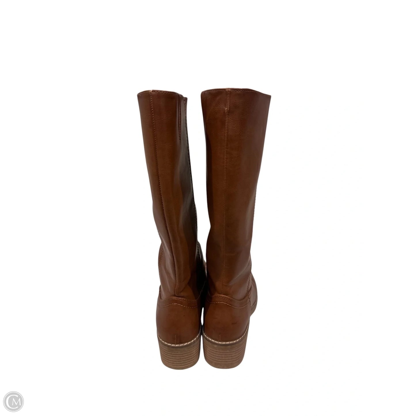 Boots Mid-calf Flats By Clothes Mentor In Brown, Size: 9