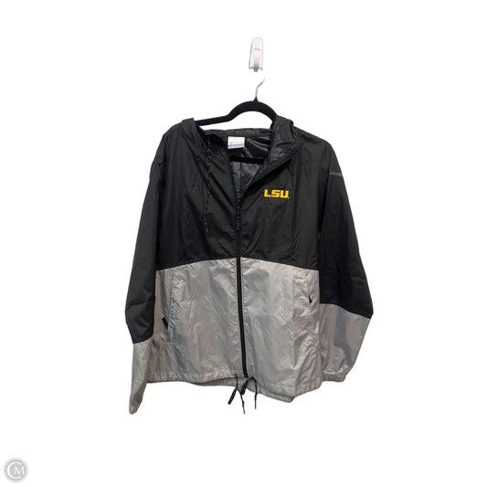 Coat Raincoat By Columbia In Black & Grey, Size: L