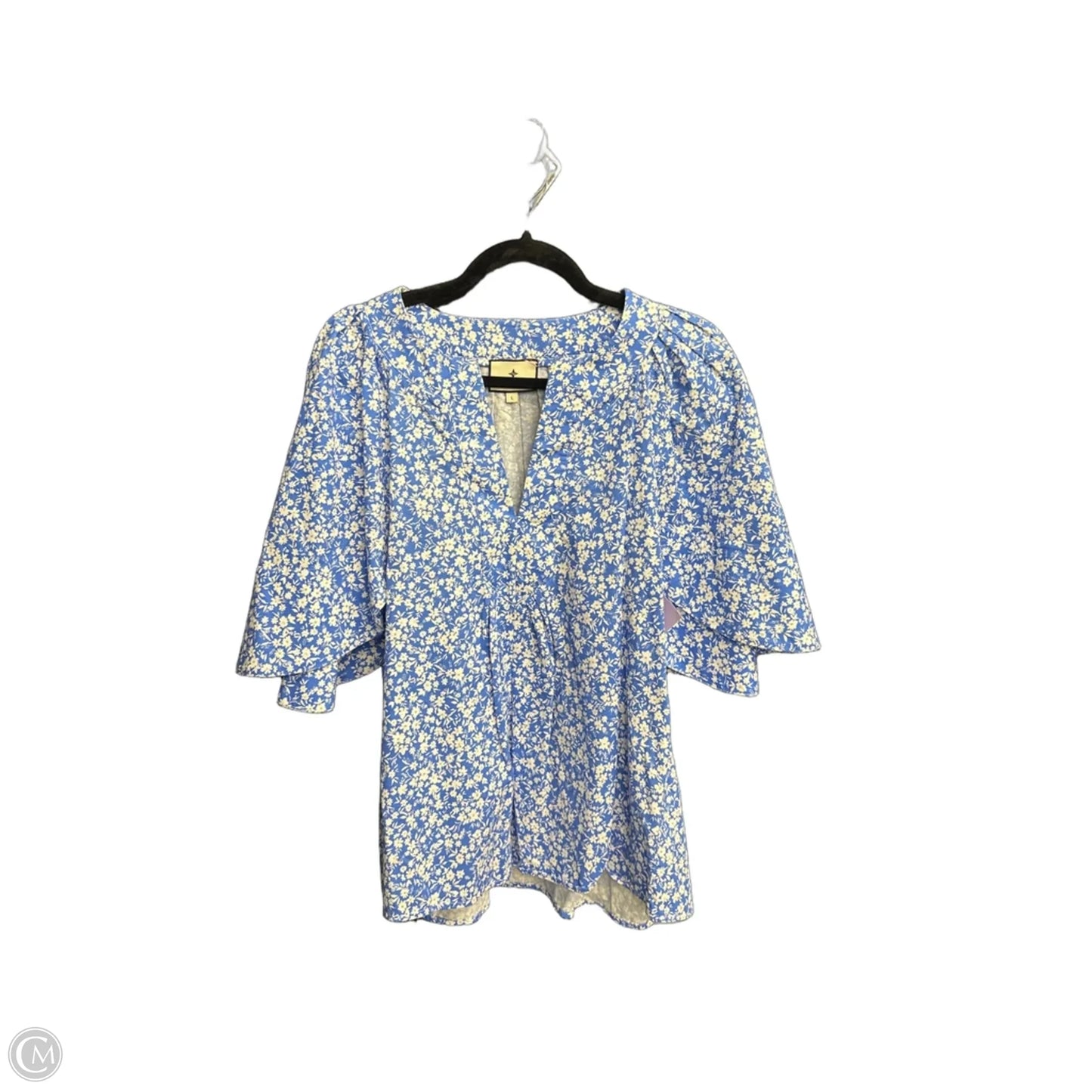 Top Short Sleeve By Tuckernuck In Blue & White, Size: L