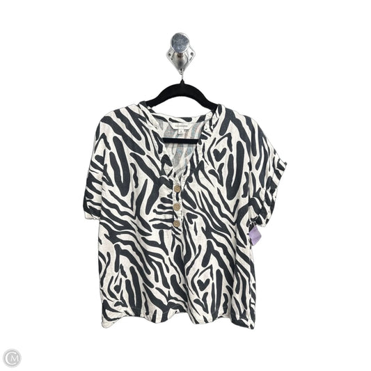 Blouse Short Sleeve By Calligraphie In Zebra Print, Size: M