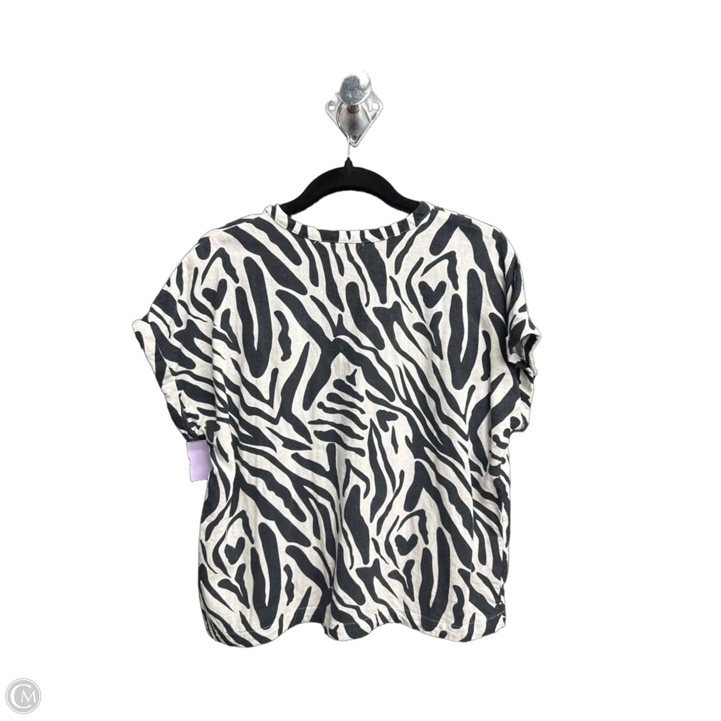 Blouse Short Sleeve By Calligraphie In Zebra Print, Size: M