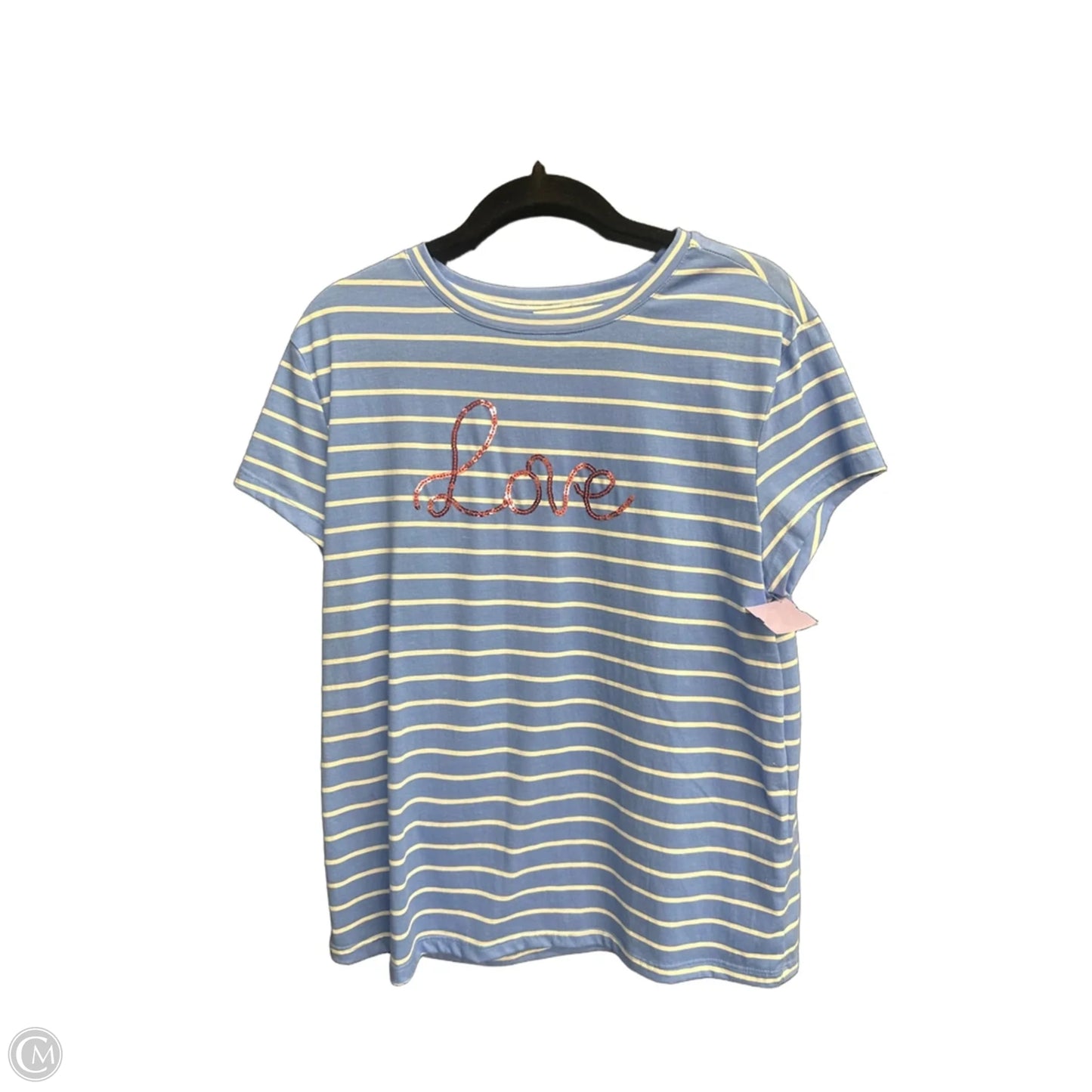 Top Short Sleeve By Emily Daniels In Striped Pattern, Size: M