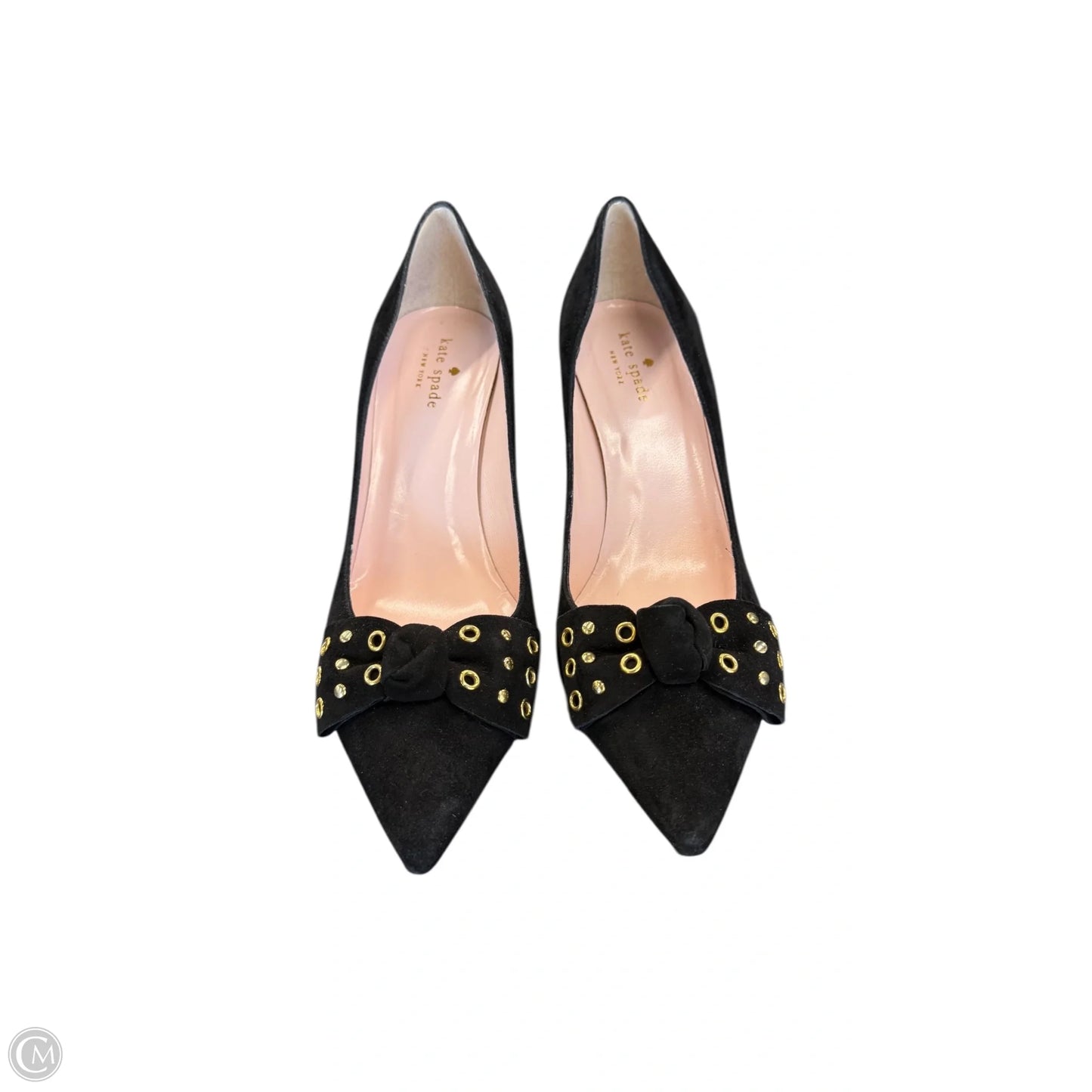 Shoes Designer By Kate Spade In Black & Gold, Size: 9.5