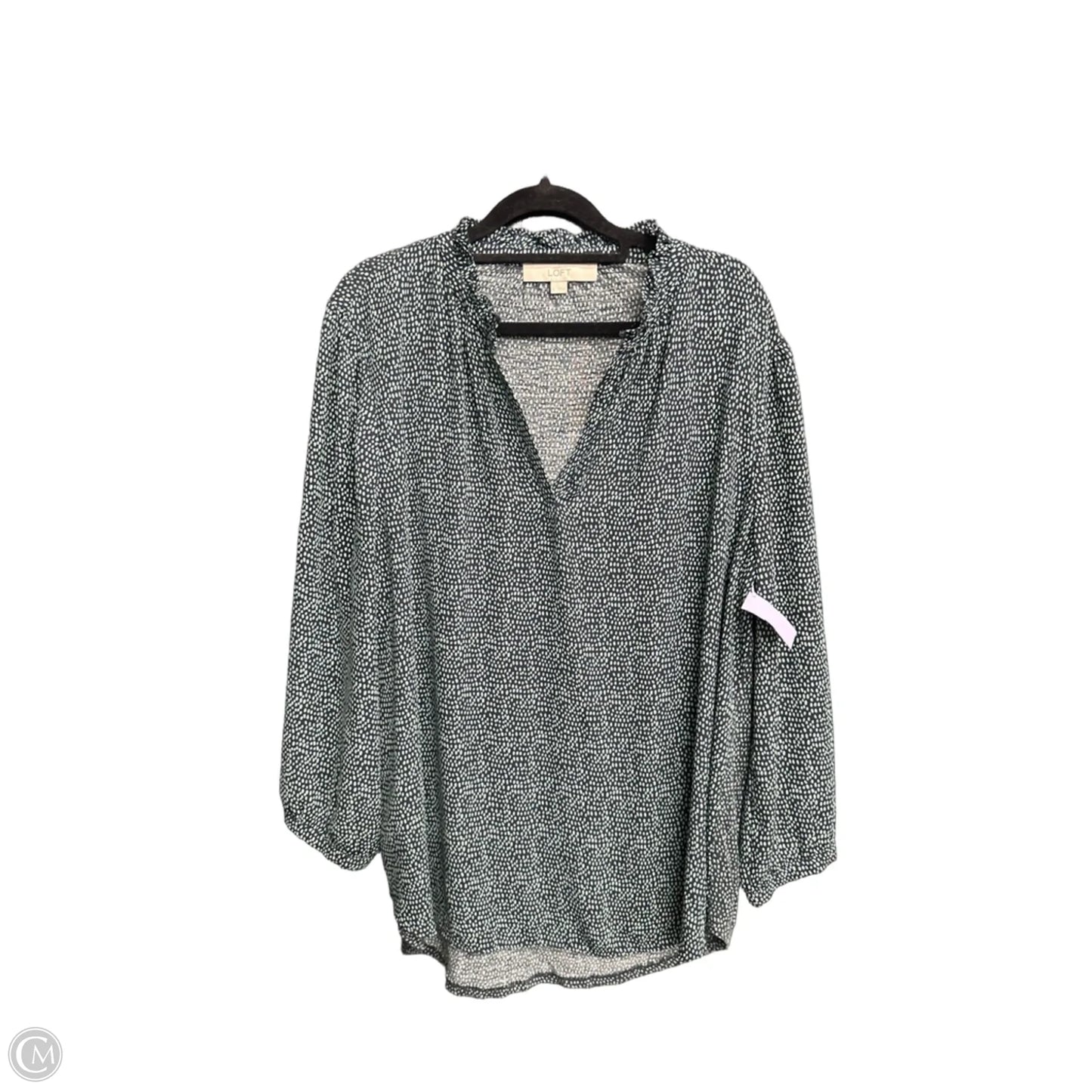 Blouse Long Sleeve By Loft In Black & Green, Size: L