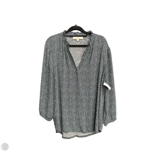 Blouse Long Sleeve By Loft In Black & Green, Size: L