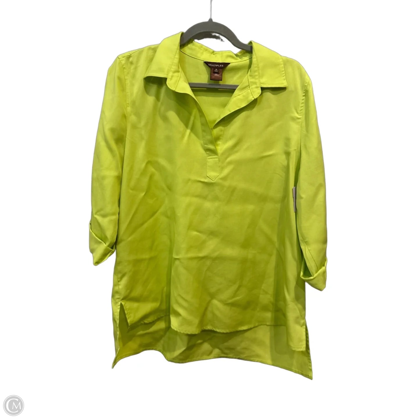 Top 3/4 Sleeve By Multiples In Chartreuse, Size: M