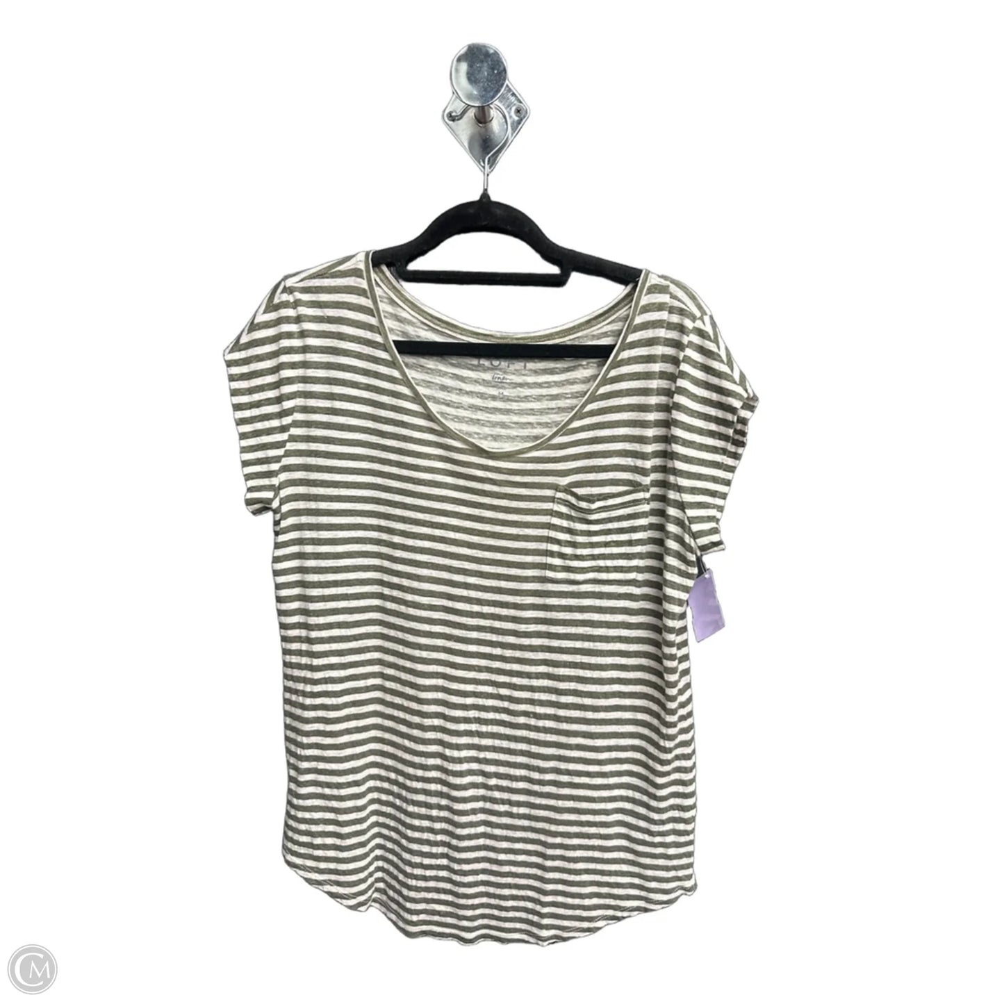 Top Short Sleeve By Loft In Striped Pattern, Size: M