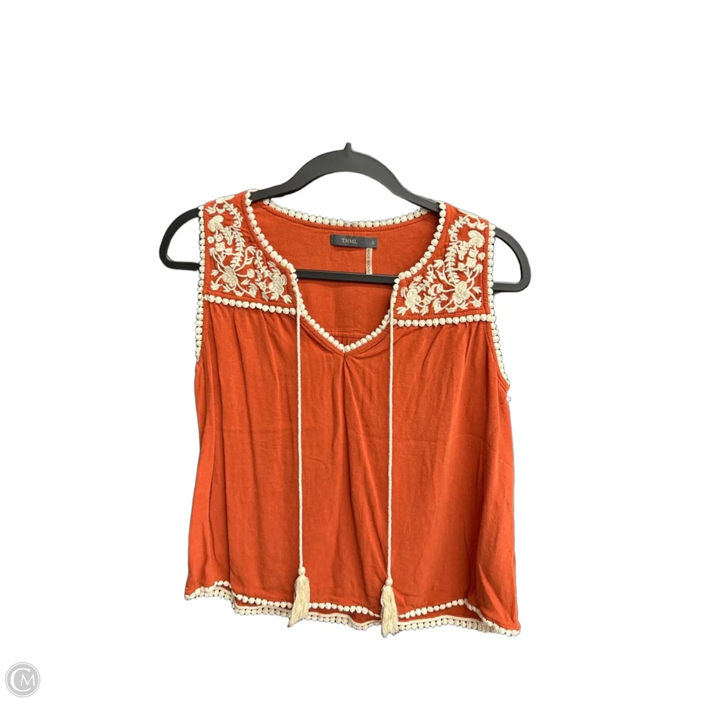 Top Sleeveless By Thml In Orange & White, Size: S