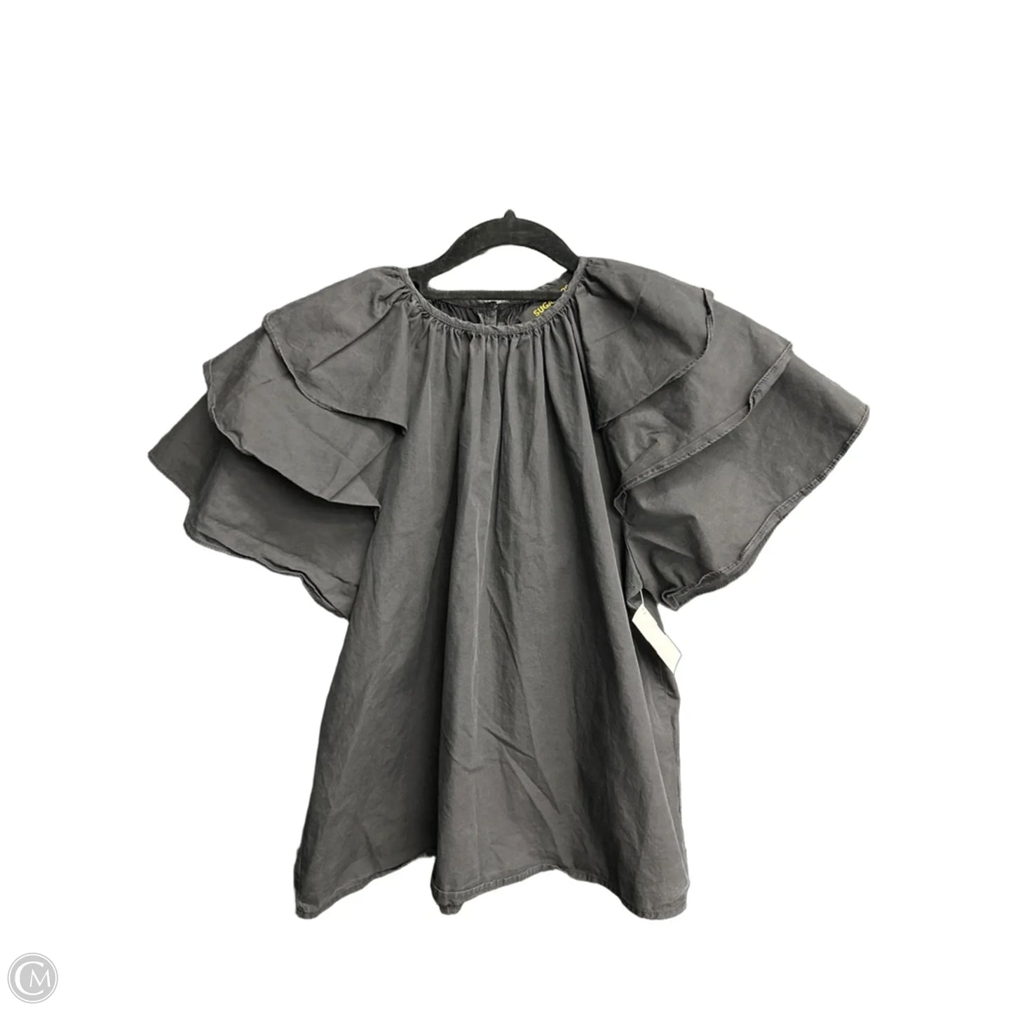 Blouse Short Sleeve By Sugar Lips In Black, Size: S