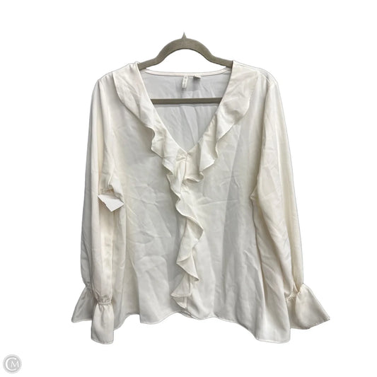 Blouse Long Sleeve By Cato In White, Size: L