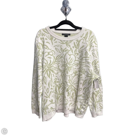 Sweater By Tahari In Green & White, Size: 2x
