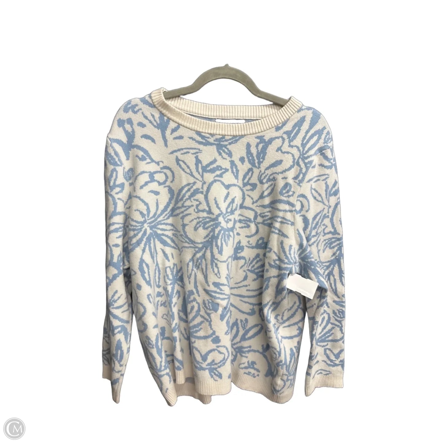 Sweater By Tahari In Blue & White, Size: 2x