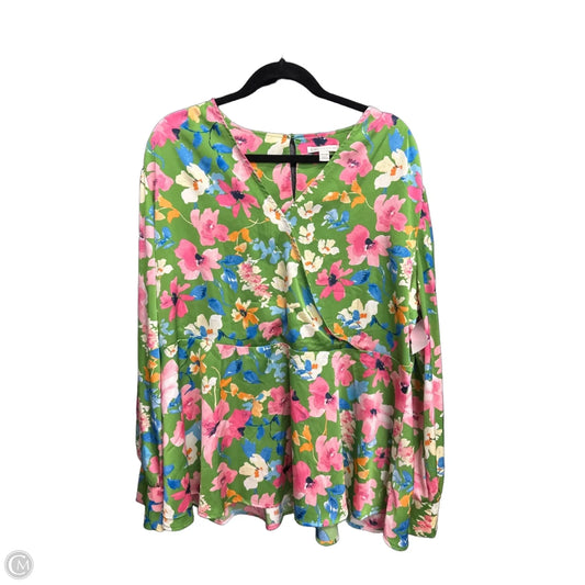 Blouse Long Sleeve By Cato In Floral Print, Size: 2x