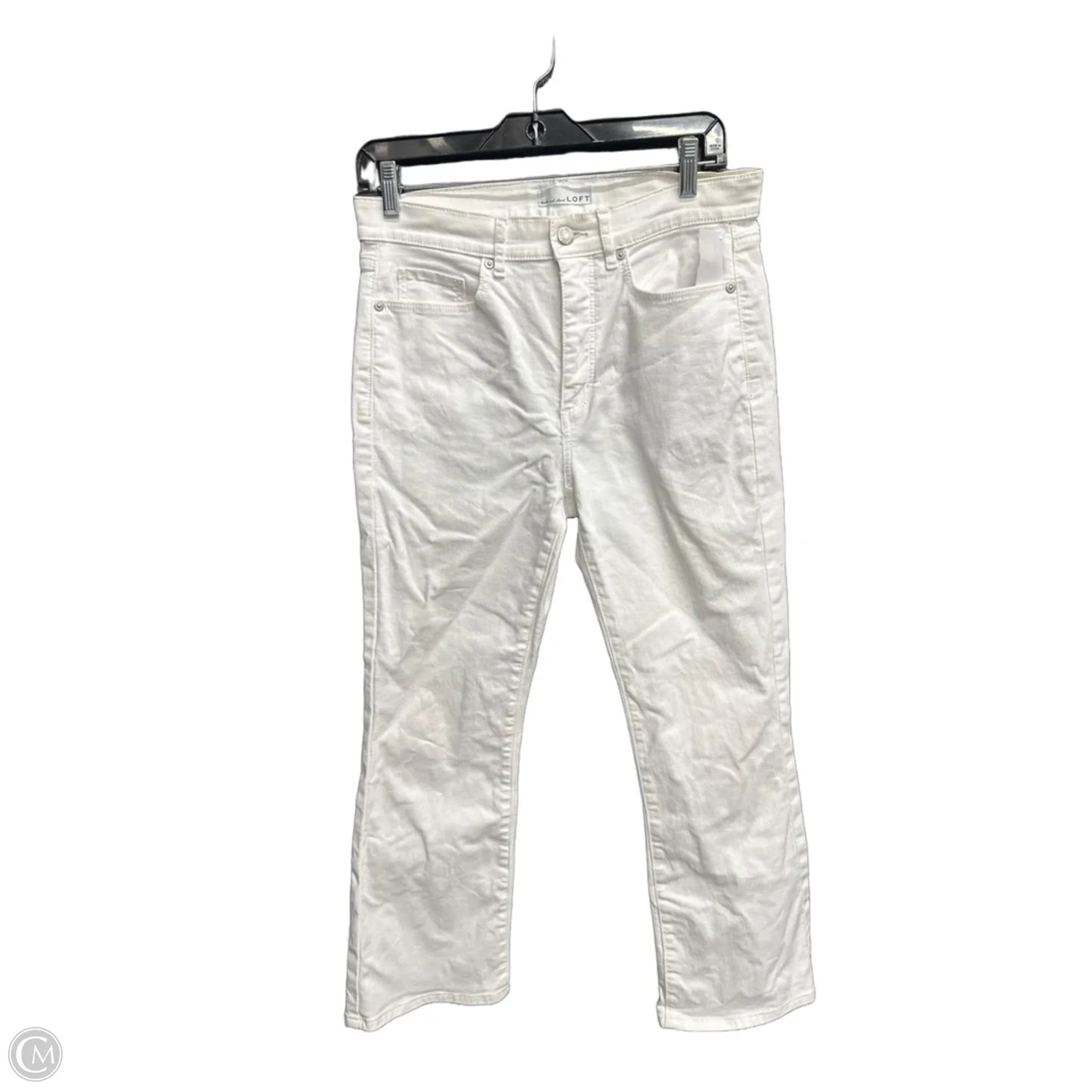 Jeans Cropped By Loft In White Denim, Size: 4