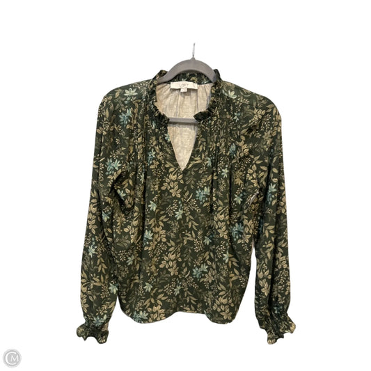Blouse Long Sleeve By Loft In Green, Size: Xs