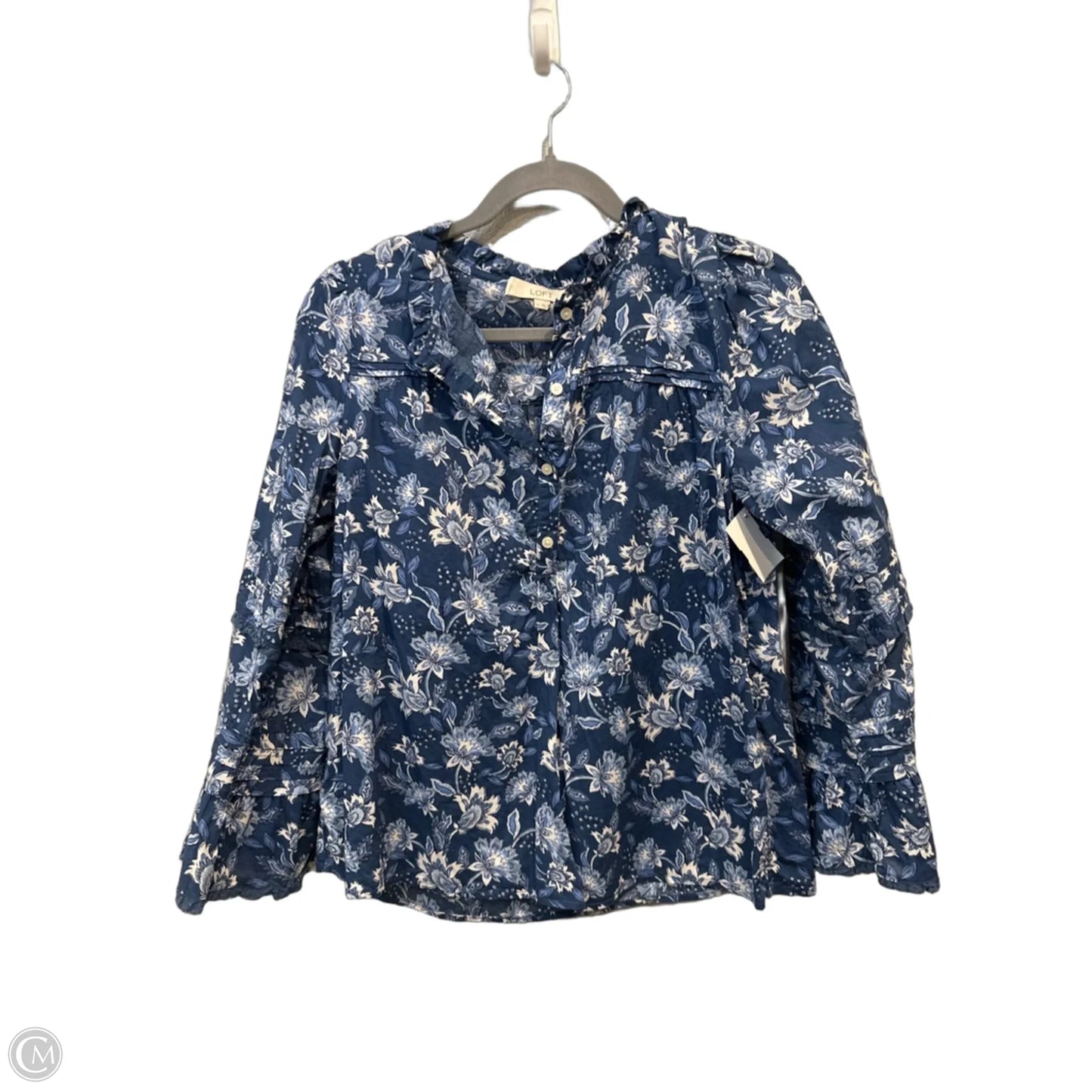 Blouse Long Sleeve By Loft In Blue, Size: S