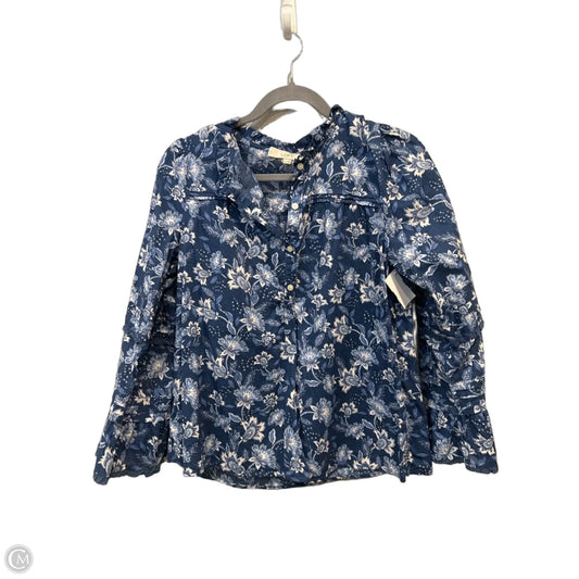 Blouse Long Sleeve By Loft In Blue, Size: S