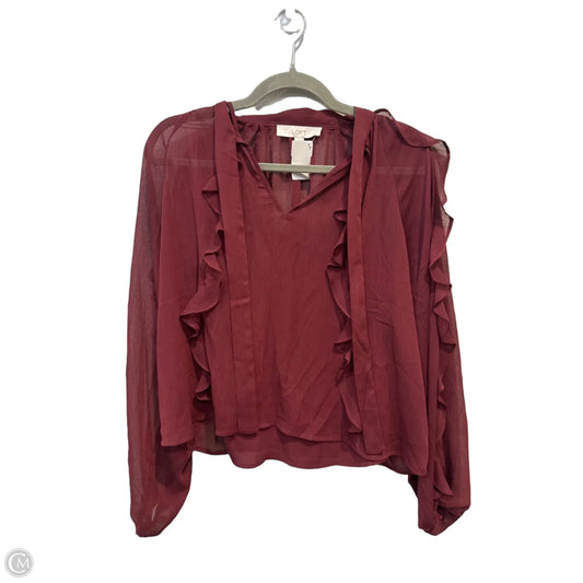 Blouse Long Sleeve By Loft In Maroon, Size: Xs