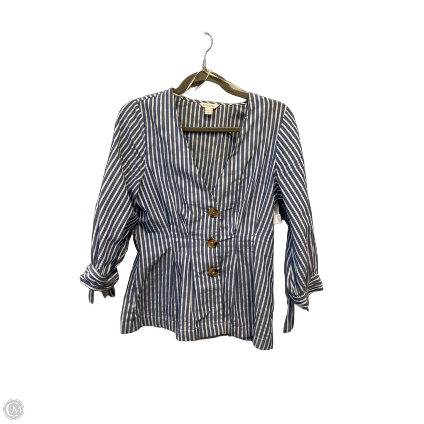 Blouse 3/4 Sleeve By Clothes Mentor In Striped Pattern, Size: 4