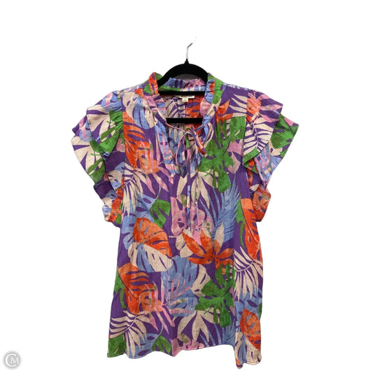 Blouse Short Sleeve By Easel In Multi-colored, Size: L