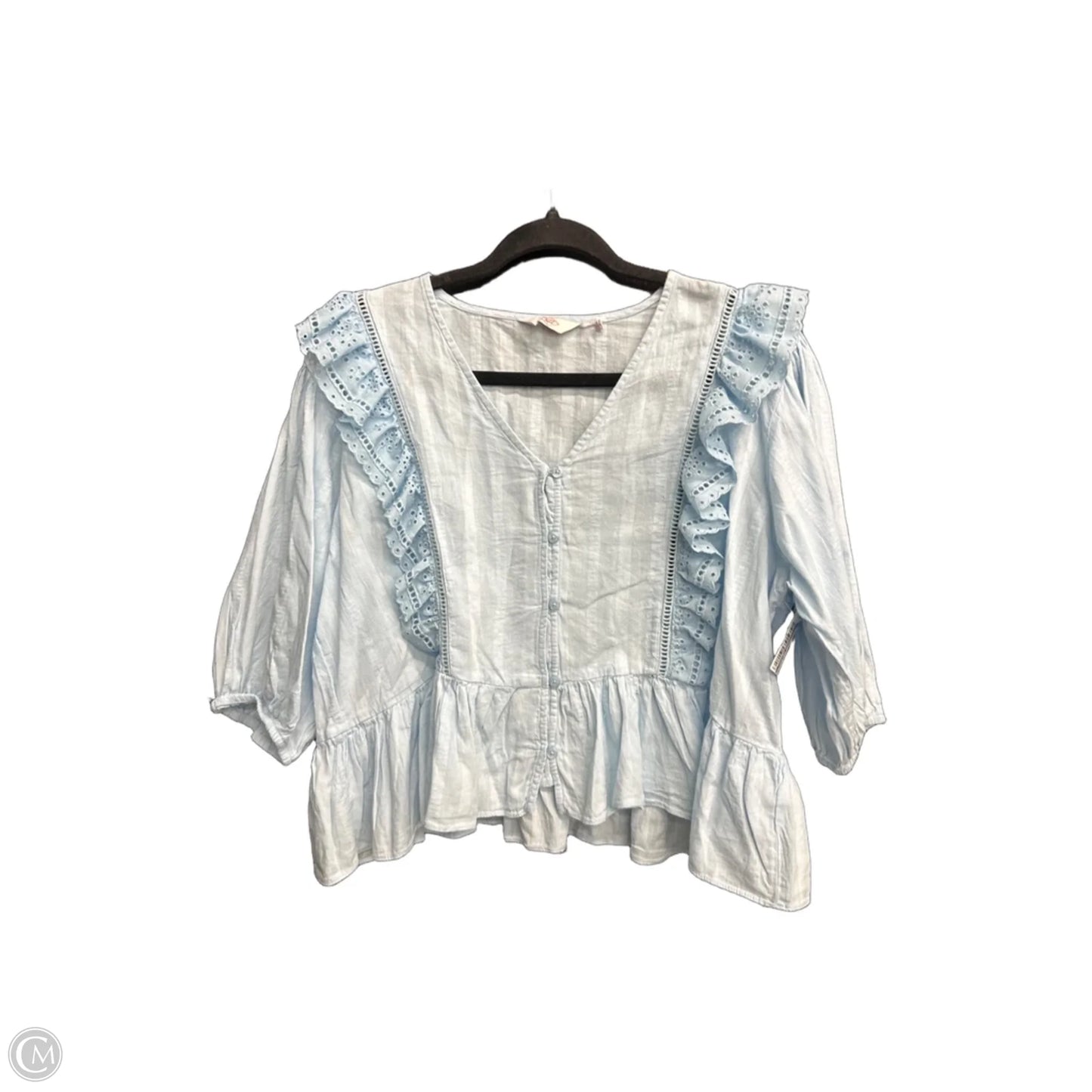 Blouse Short Sleeve By Clothes Mentor In Blue, Size: M