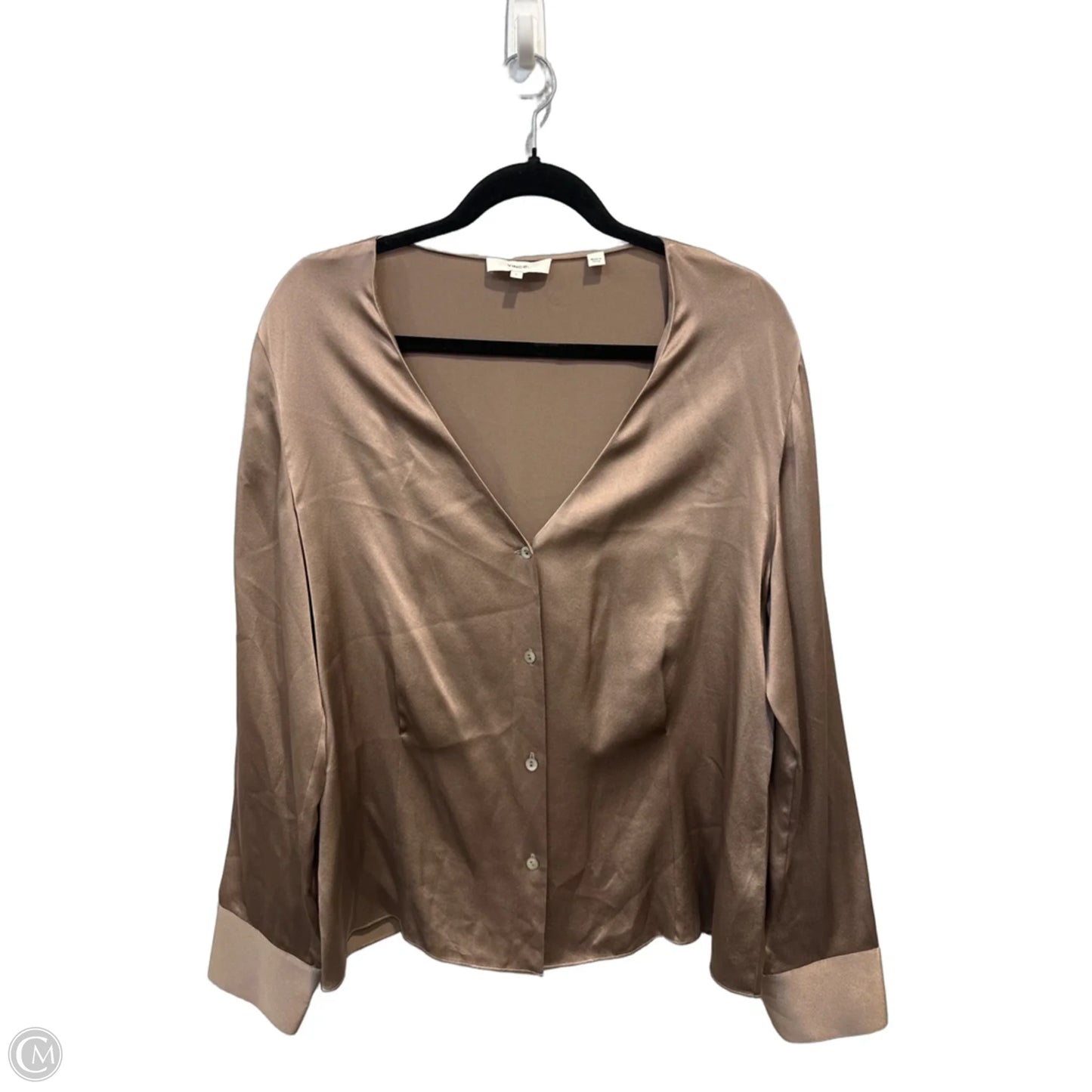 Blouse Long Sleeve By Vince In Brown, Size: L