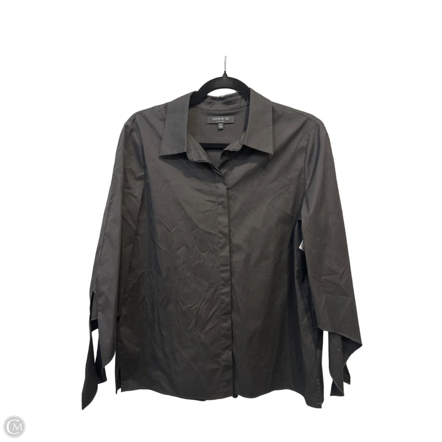 Top Long Sleeve Designer By Lafayette 148 In Black, Size: M